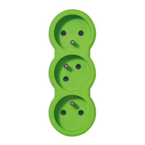 Fiche 3x2P+T frontales 16A 230V - finition vert