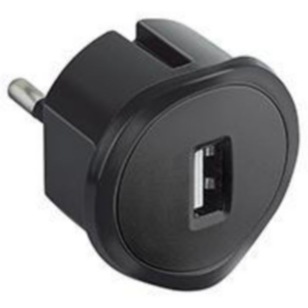 Prise USB 5V 1,5A maximum avec fiche 2P 10A encombrement réduit - noir