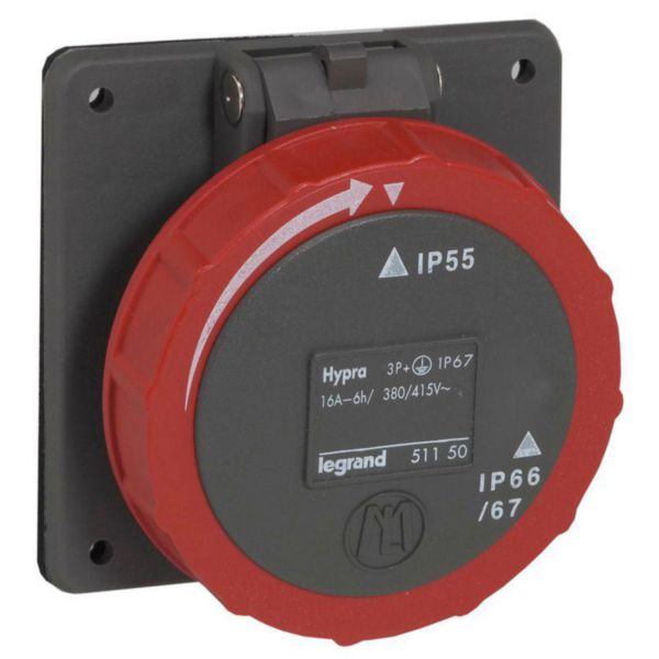 Prise à entraxes unifiés Hypra IP66/67-55 - 380V~ à 415V~ - 3P+T+N - plastique