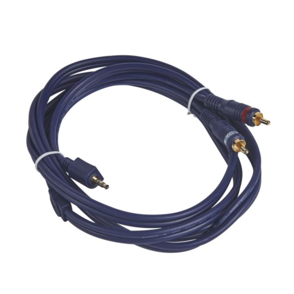 Cordon audio stéréo Jack 3,5mm mâle vers 2 RCA mâle Y longueur 2m