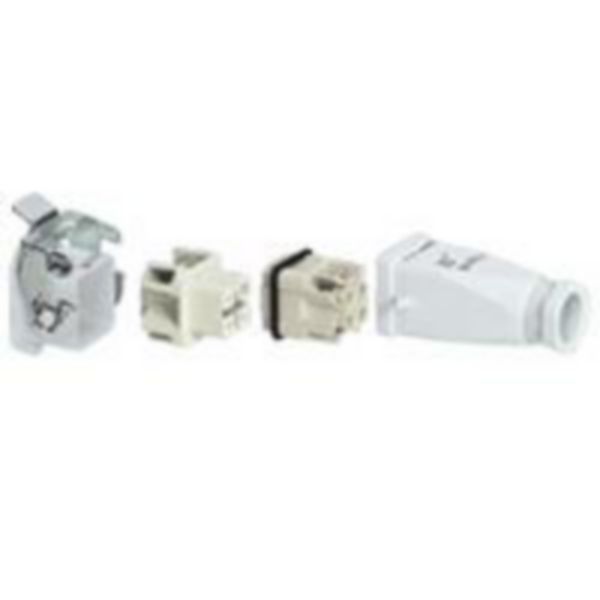 Kit de mini connecteur multipôles encastré plastique Hypra 250V 10A 3P+T avec sortie verticale