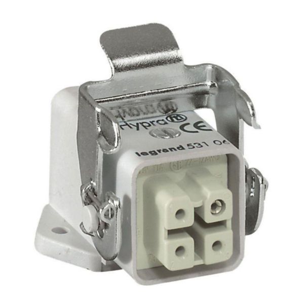 Connecteur Hypra - 400V 10A 4P+T - embase femelle sortie latérale - plastique