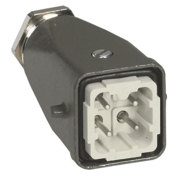 Connecteur multipôles capot mâle sortie verticale métal Hypra 250V 10A 3P+T