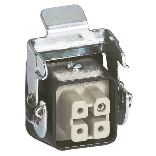 Connecteur Hypra - 400V 10A 4P+T - embase femelle sortie verticale - métal