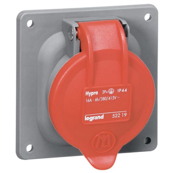 Prise fixe Hypra IP44 63A - 380V~ à 415V~ - 3P+T - plastique