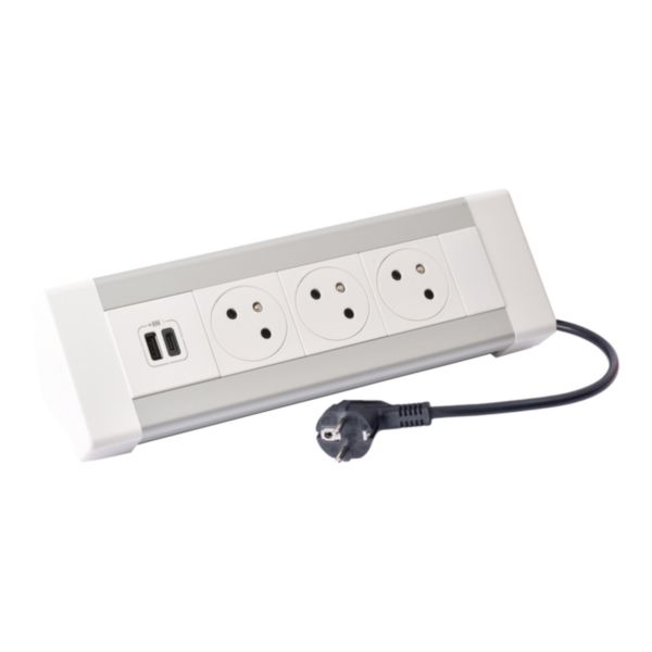 Bloc bureau avec cordon 3m et fiche 2P+T équipé de 3 prises 2P+T Surface et 1 prise USB Type-A+Type-C 3A 15W - Page 2