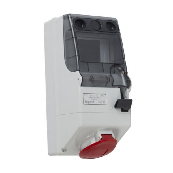 Coffret p17 IP44 avec rail et prise 16a 4P+T 400v