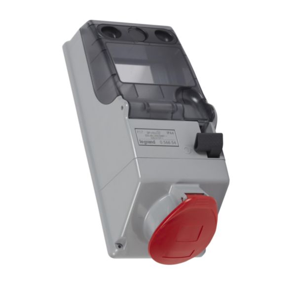 Coffret p17 IP44 avec rail et prise 32a 4P+T 400v