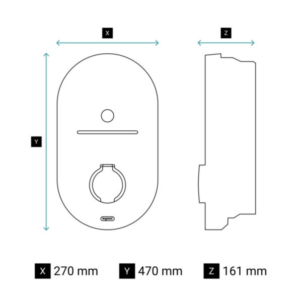Borne de recharge Green'up Home triphasée AC 22kW - Mode 3 - avec disjoncteur diff. et déclencheur à émission