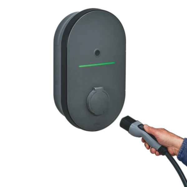 Borne de recharge Green'up Home triphasée AC 22kW - Mode 3 - avec disjoncteur diff. et déclencheur à émission
