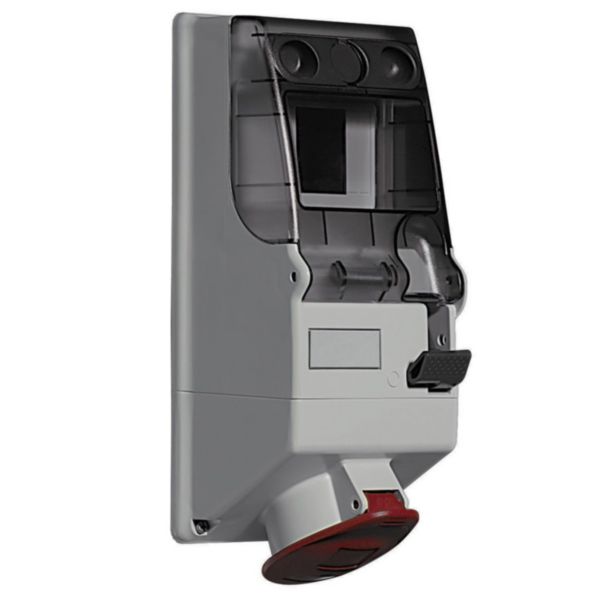 Coffret p17 IP44 encastré avec rail et prise 32a 4P+T 400v
