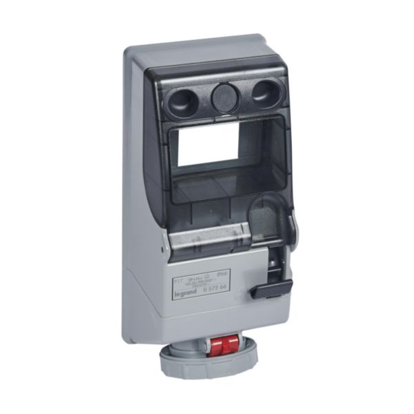Coffret p17 avec rail encastré avec prise 4P+T 16a 400v IP66