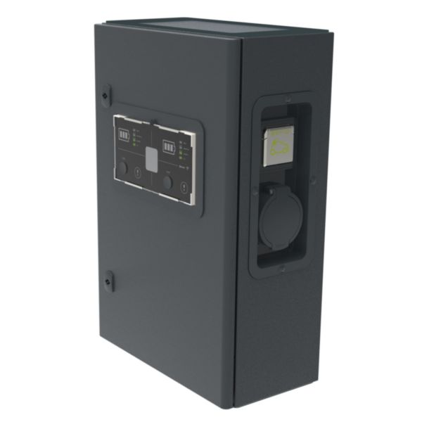 Borne monophasée métal avec protection DC Green'up Premium 2 véhicules électriques Modes 2 et 3 - 7,4kW 32A