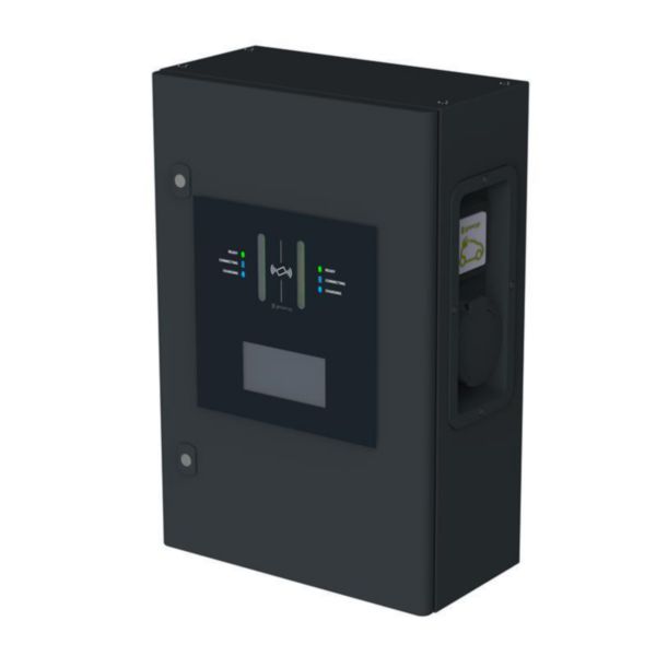 Green'UP CONTROL - Borne de recharge métal 7/22kW Mode 2+3 - RFID intégré - IP55 IK10 - Wi-Fi/LAN/4G