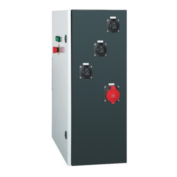 Coffret de chantier P17 IP66 IK10 63A - 400V~ - avec 6 prises brochage domestique , 2 prises 16A et 2 prises 32A
