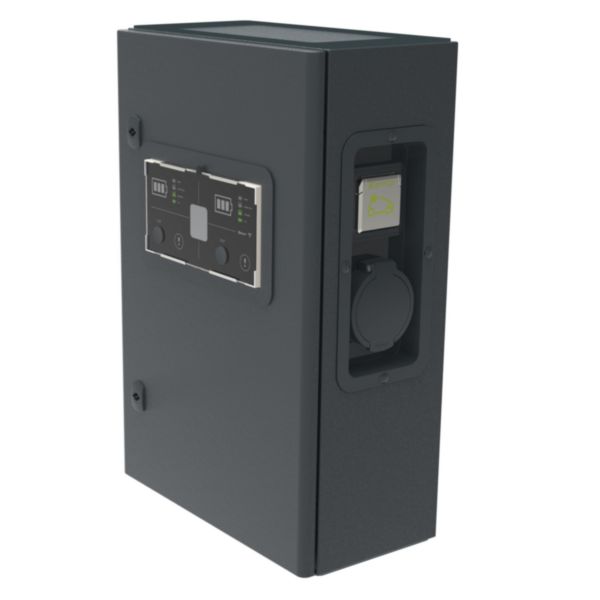 Borne triphasée métal Green'up Premium - Modes 2 et 3 - 22 kW - 2 ports