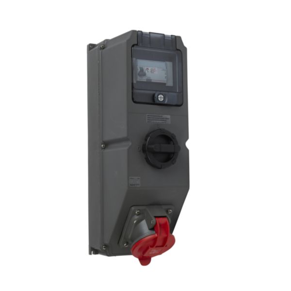 Coffret de prise hypra IP44 avec inter 63a, prise 3p+n+t 400v et inter diff