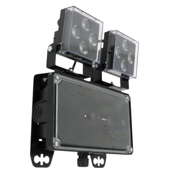 BAES à phares à LEDs – étanche IP65 avec support métallique - 2500 lumens - fonction SATI connectable ou adressable - Noir Mat