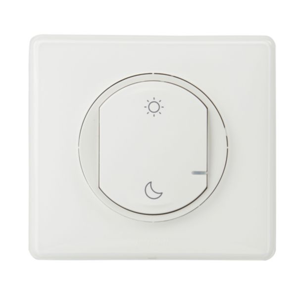 Commande Lever/Coucher pour installation connectée Céliane with Netatmo avec plaque Laqué Blanc