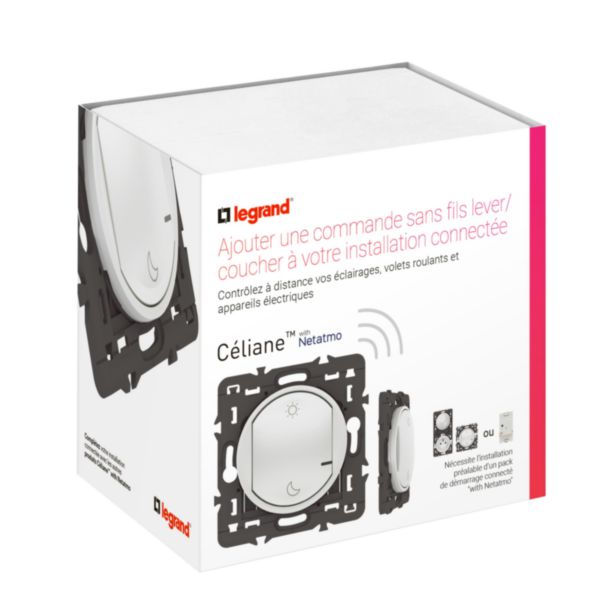 Commande sans fils 2 scénarios Lever/Coucher pour installation connectée Céliane with Netatmo - blanc sans plaque