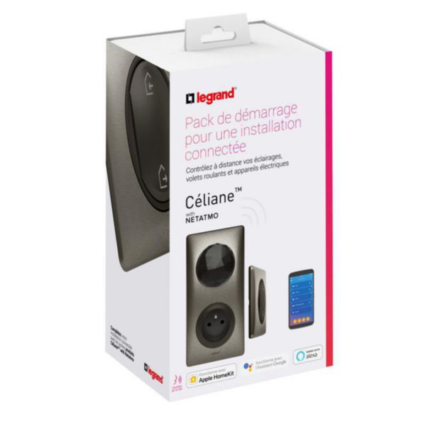Pack de démarrage installation connectée Céliane with Netatmo 1 prise Control + 1 commande Départ/Arrivée - graphite