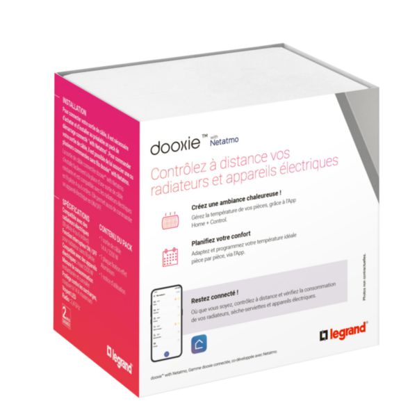 Sortie de câble connectée dooxie with Netatmo compatible fil pilote 3000W ON-OFF et mesure consommation - effet alu