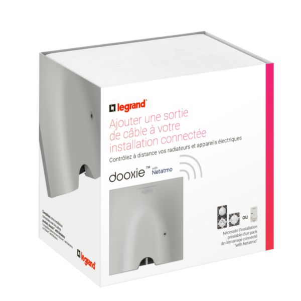 Sortie de câble connectée dooxie with Netatmo compatible fil pilote 3000W ON-OFF et mesure consommation - effet alu