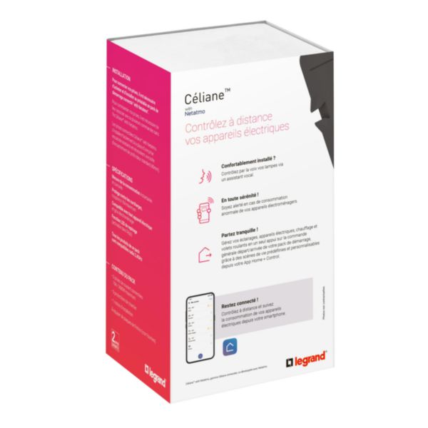 Pack 3 prises de courant connectées Céliane with Netatmo 16A 3680W avec mesure et suivi consommation - blanc sans plaque