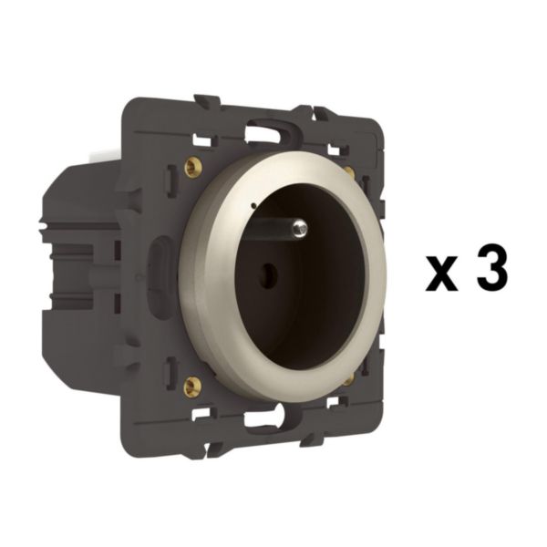 Pack 3 prises de courant connectées Céliane with Netatmo 16A 3680W avec mesure et suivi consommation - titane sans plaque
