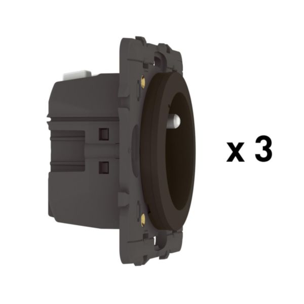 Pack 3 prises de courant connectées Céliane with Netatmo 16A 3680W mesure et suivi consommation - graphite sans plaque