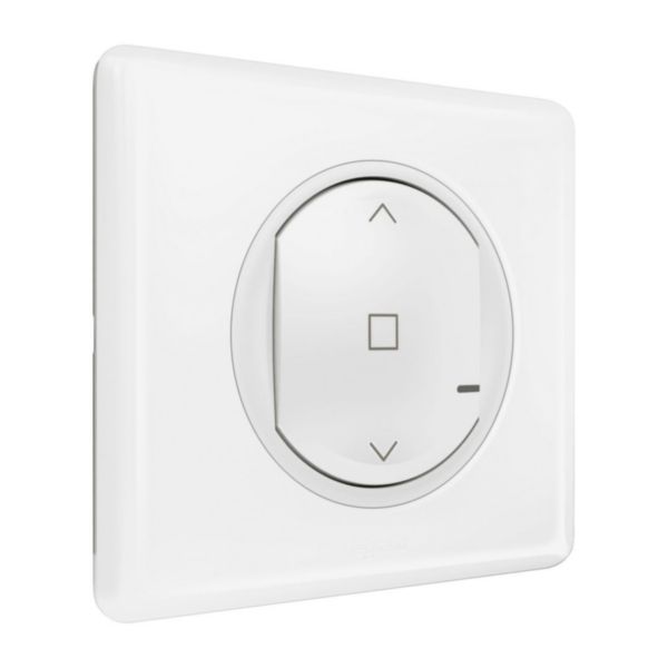 Commande sans fils pour volet roulant pour installation connectée Céliane with Netatmo avec plaque Laqué Blanc