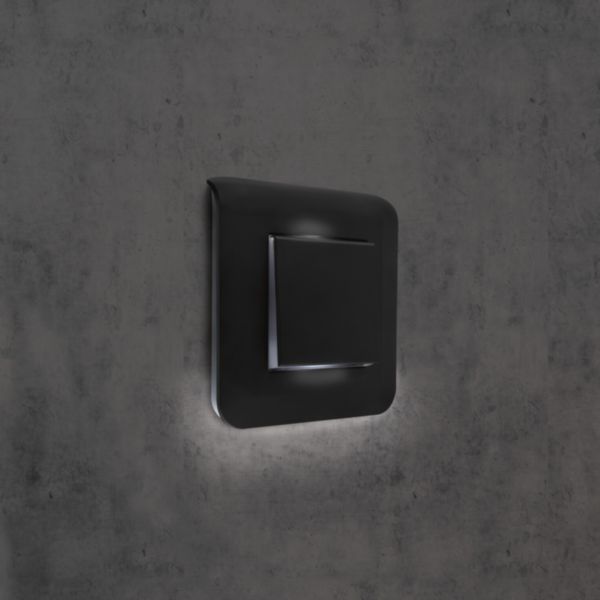 Interrupteur ou va-et-vient 10AX 250V~ Mosaic Easy-Led 2 modules - noir mat