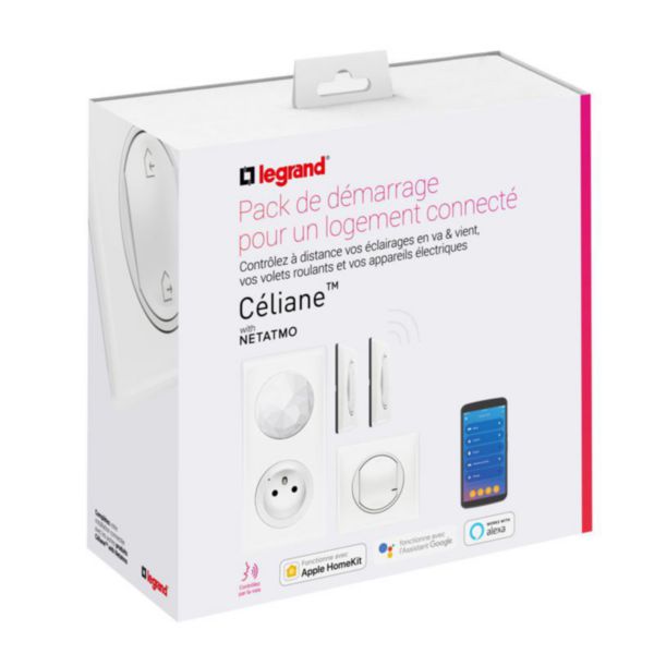 Kit de démarrage pour connecter une première pièce avec 4 produits Céliane with Netatmo avec plaque Blanc