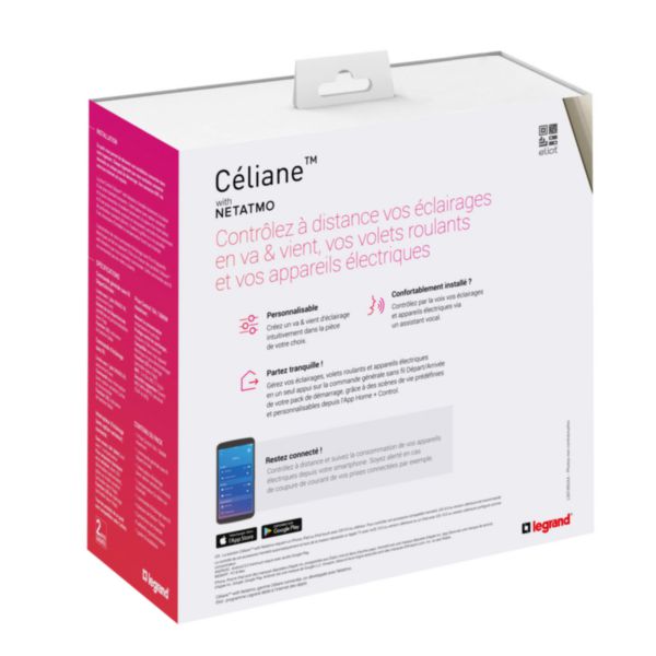 Kit de démarrage pour connecter une première pièce avec 4 produits Céliane with Netatmo avec plaque Titane