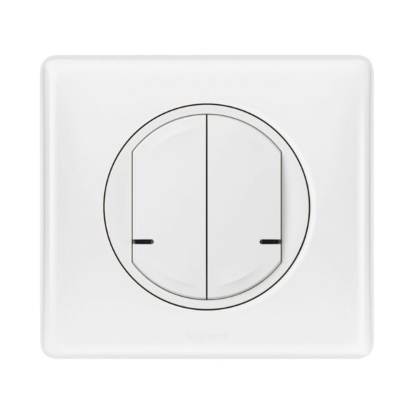 Interrupteur double sans fils pour interrupteur connecté ou prise connectée  Céliane with Netatmo avec plaque Blanc - particulier