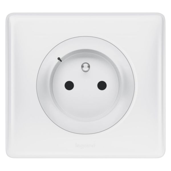 Prise de courant 16A pour installation connectée Céliane with Netatmo avec plaque Laqué Blanc