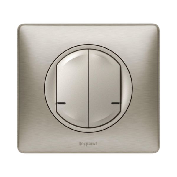 Interrupteur double sans fils pour installation connectée Céliane with Netatmo avec plaque Métal Titane