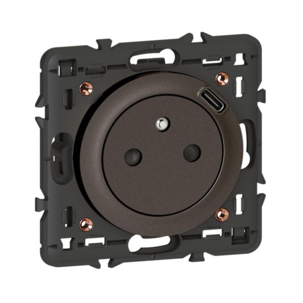 Prise Surface Céliane avec prise USB Type-C - livrée avec support et enjoliveur finition graphite