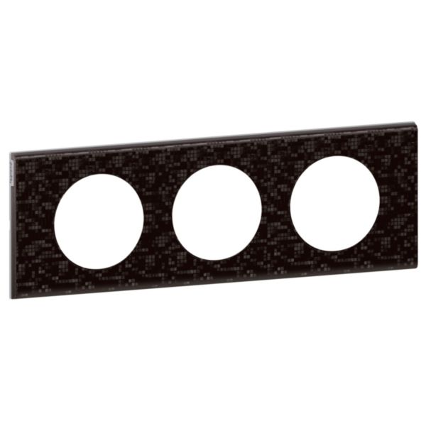 Plaque de finition Céliane - Matière Cuir Pixel - 3 postes