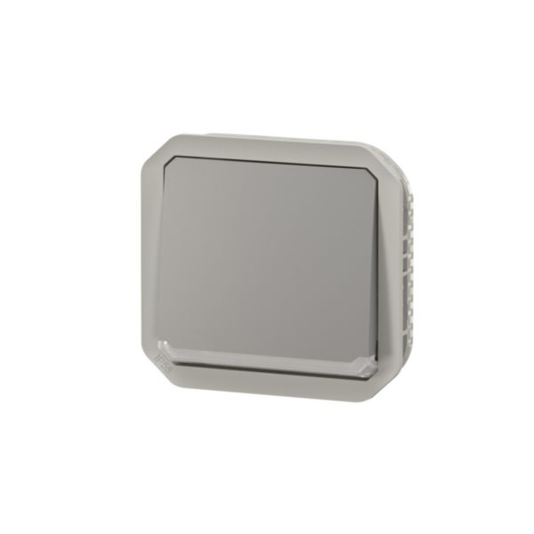 Interrupteur ou va-et-vient lumineux avec voyant étanche Plexo 10AX 250V~ IP55 IK08 avec enjoliveur finition gris