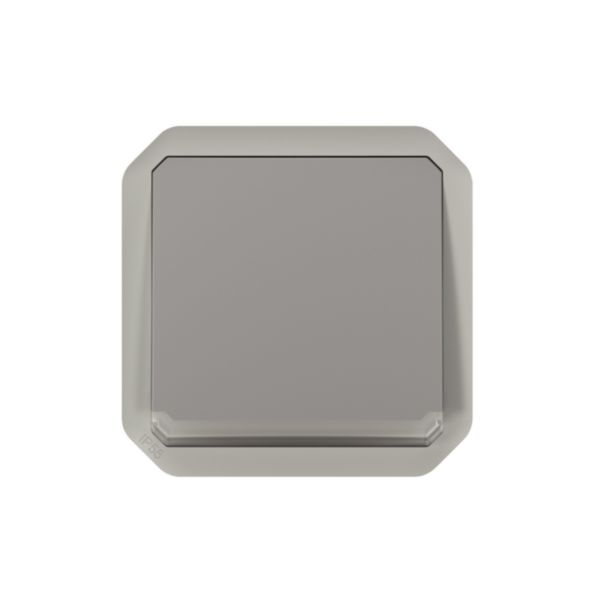 Poussoir NO-NF lumineux avec voyant étanche Plexo 10A IP55 IK08 avec enjoliveur finition gris