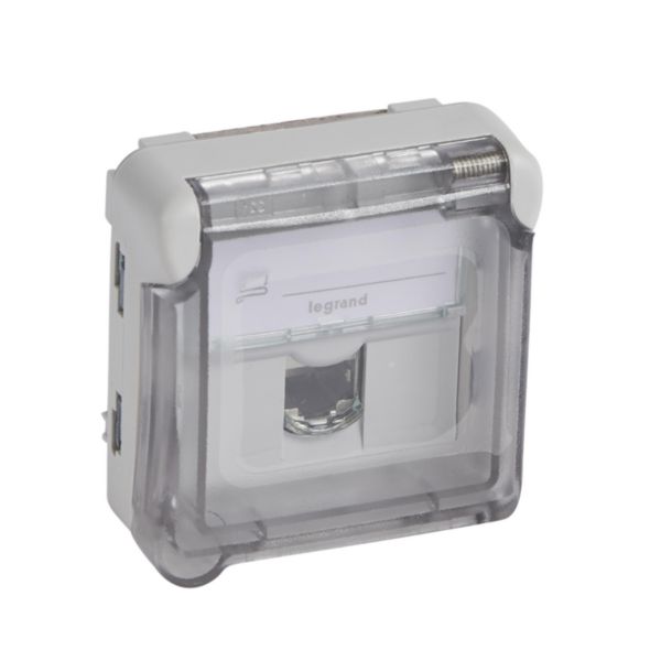 Prise RJ45 étanche catégorie 6A STP Plexo composable IP55 gris