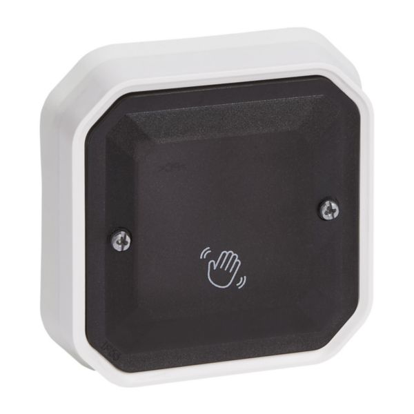 Interrupteur sans contact étanche Plexo pour commande de porte avec enjoliveur transparent