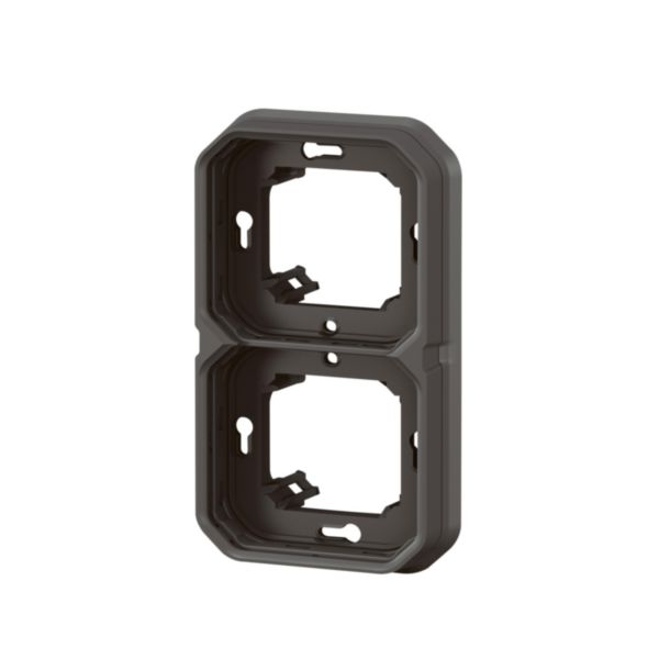 Support plaque étanche pour montage encastré 2 postes horizontaux ou verticaux Plexo - anthracite