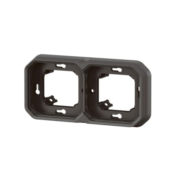 Support plaque étanche pour montage encastré 2 postes horizontaux ou verticaux Plexo - anthracite