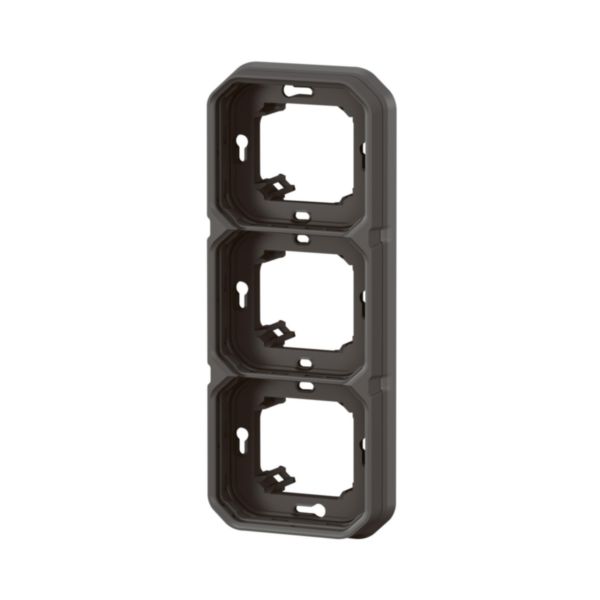 Support plaque étanche pour montage encastré 3 postes horizontaux ou verticaux Plexo - anthracite