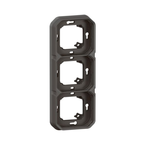 Support plaque étanche pour montage encastré 3 postes horizontaux ou verticaux Plexo - anthracite