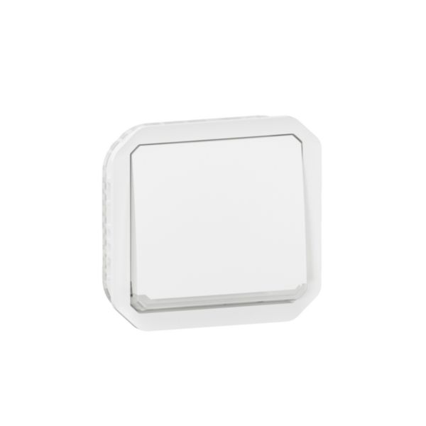 Interrupteur ou va-et-vient témoin avec voyant étanche Plexo 10AX 250V~ IP55 IK08 avec enjoliveur finition blanc