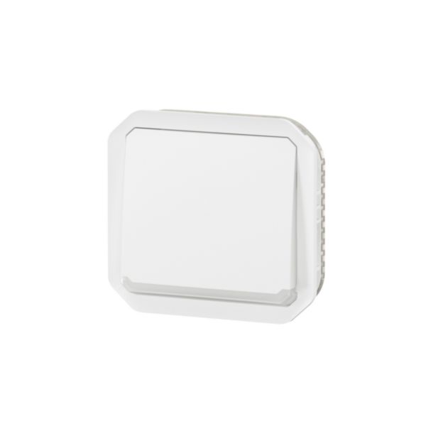 Poussoir NO-NF lumineux avec voyant étanche Plexo 10A IP55 IK08 avec enjoliveur finition blanc