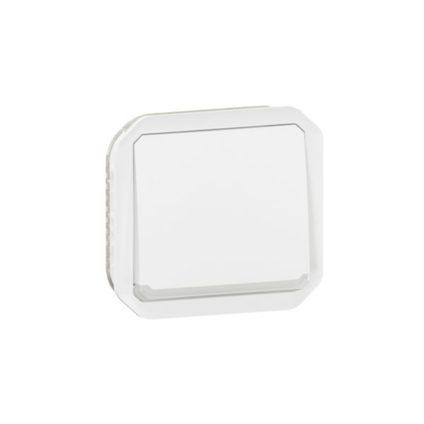 Poussoir NO-NF lumineux avec voyant étanche Plexo 10A IP55 IK08 avec enjoliveur finition blanc